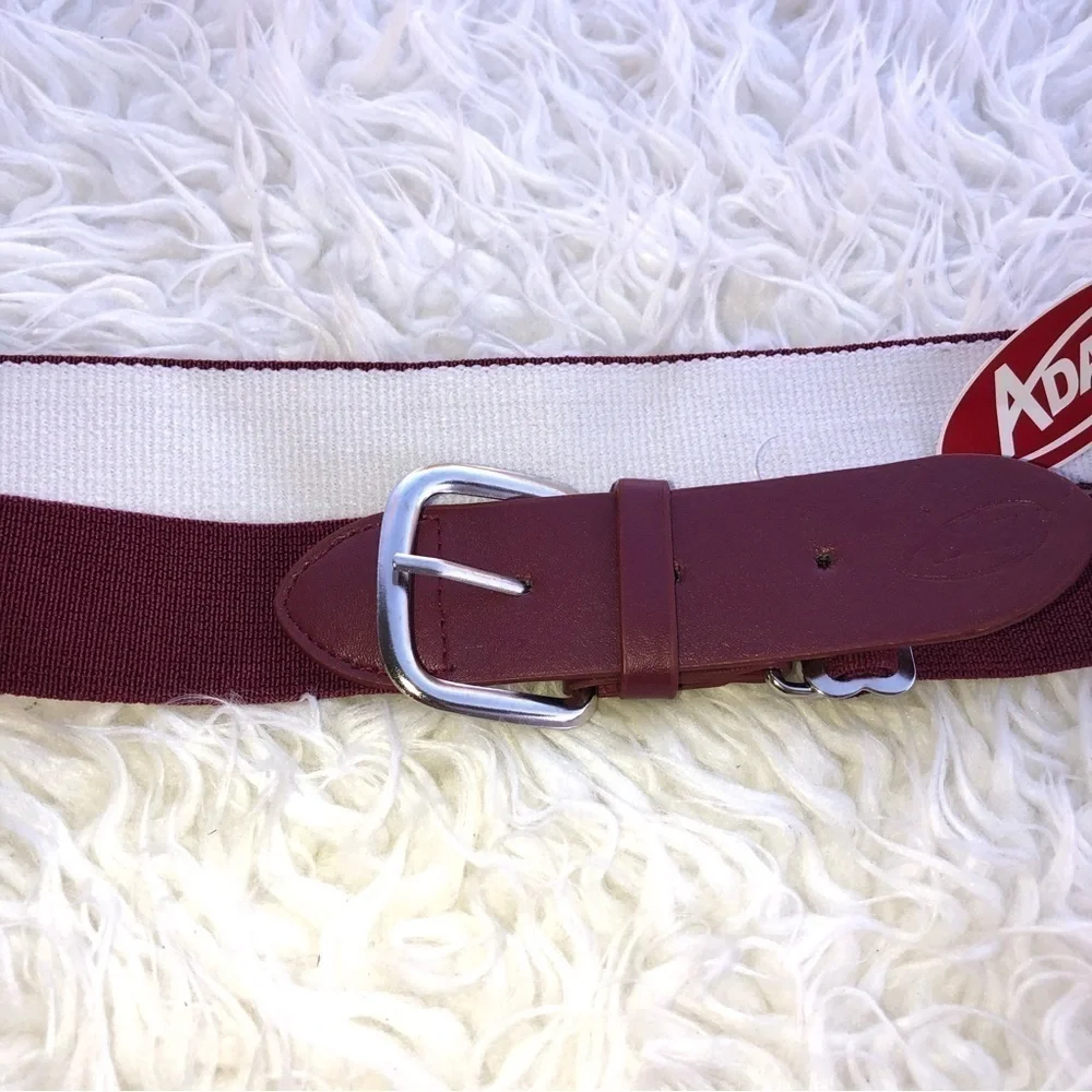 NWT ADAMS USA Adult Youth Elastic Baseball Belt 1.5” Wide Burgundy 18-40”